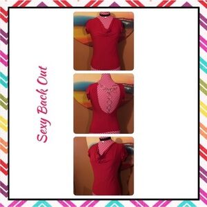 Sexy Red Short Sleeve Top w/Back-Out